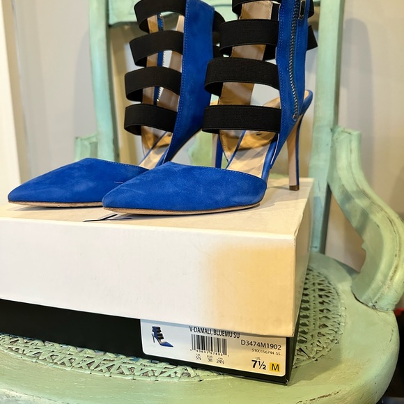 Via Spiga BlueSuede zip up heels - Picture 2 of 7